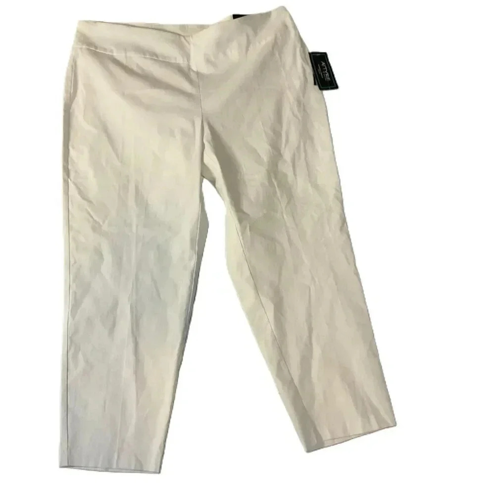 NEW Attyre New York White‎ Ankle Length Dress Audrey Pants Size 22W